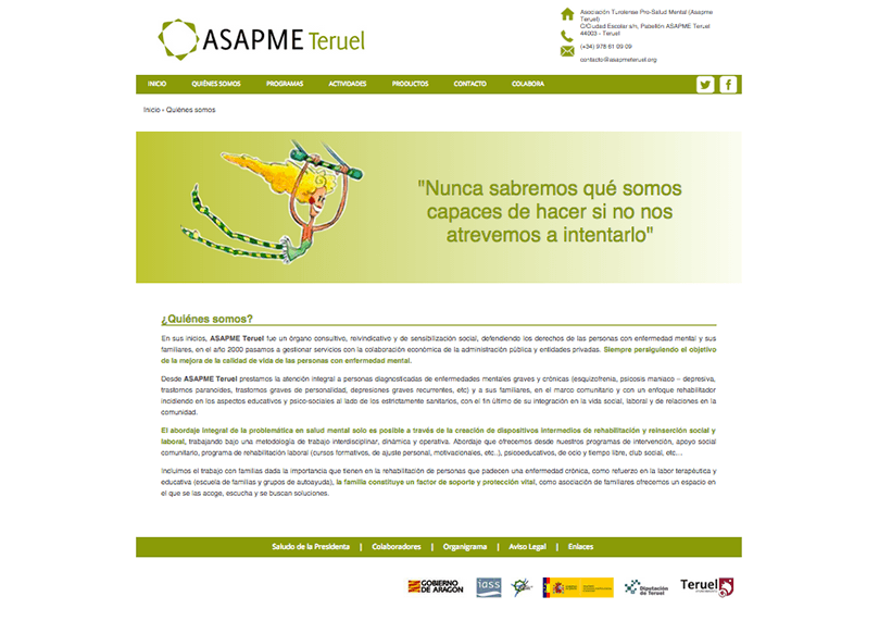Imagen de la sección quienes somos de la página web corporativa de ASAPME Teruel