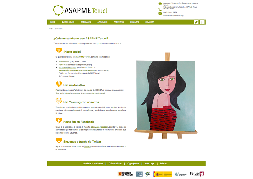 Imagen de la sección colabora de la página web corporativa de ASAPME Teruel