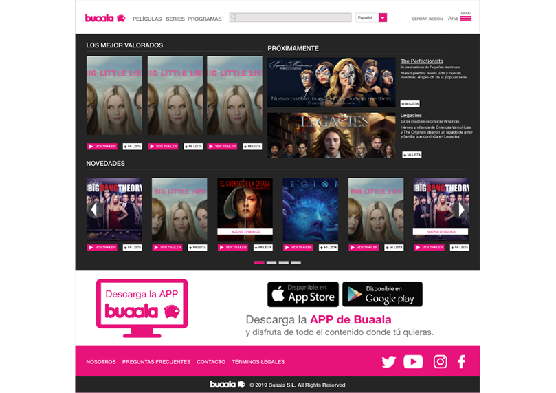 Imagen de la home del mobile site Buaala