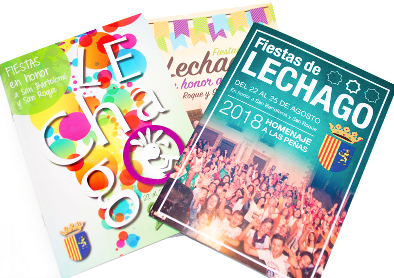 Montaje de algunas portadas del programa de fiestas de Lechago