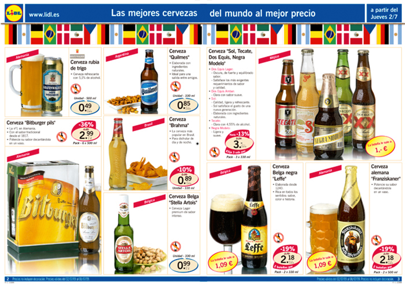 Imagen doble página especial cervezas de Lidl Supermercados