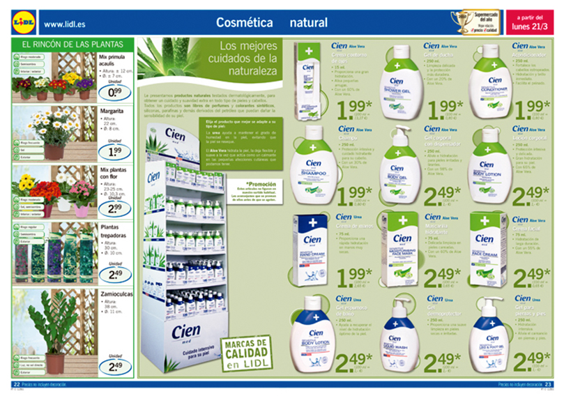 Imagen doble página especial cosmética natural de Lidl Supermercados