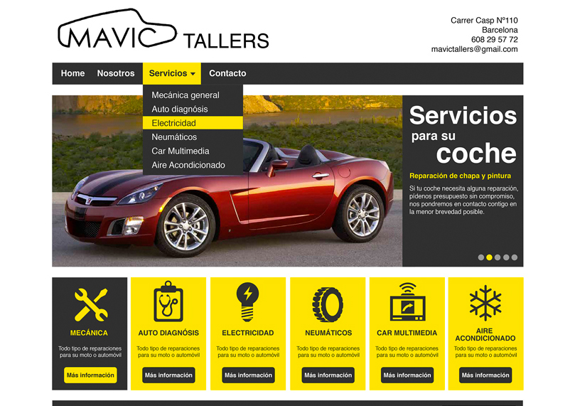Imagen de la home de la página web de Mavic Tallers