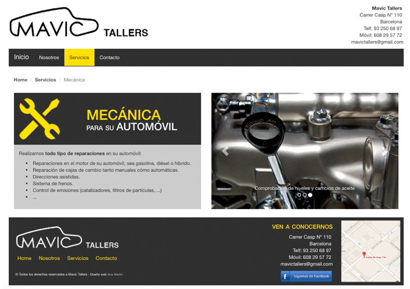 Imagen de la sección mecánica de la página web de Mavic Tallers